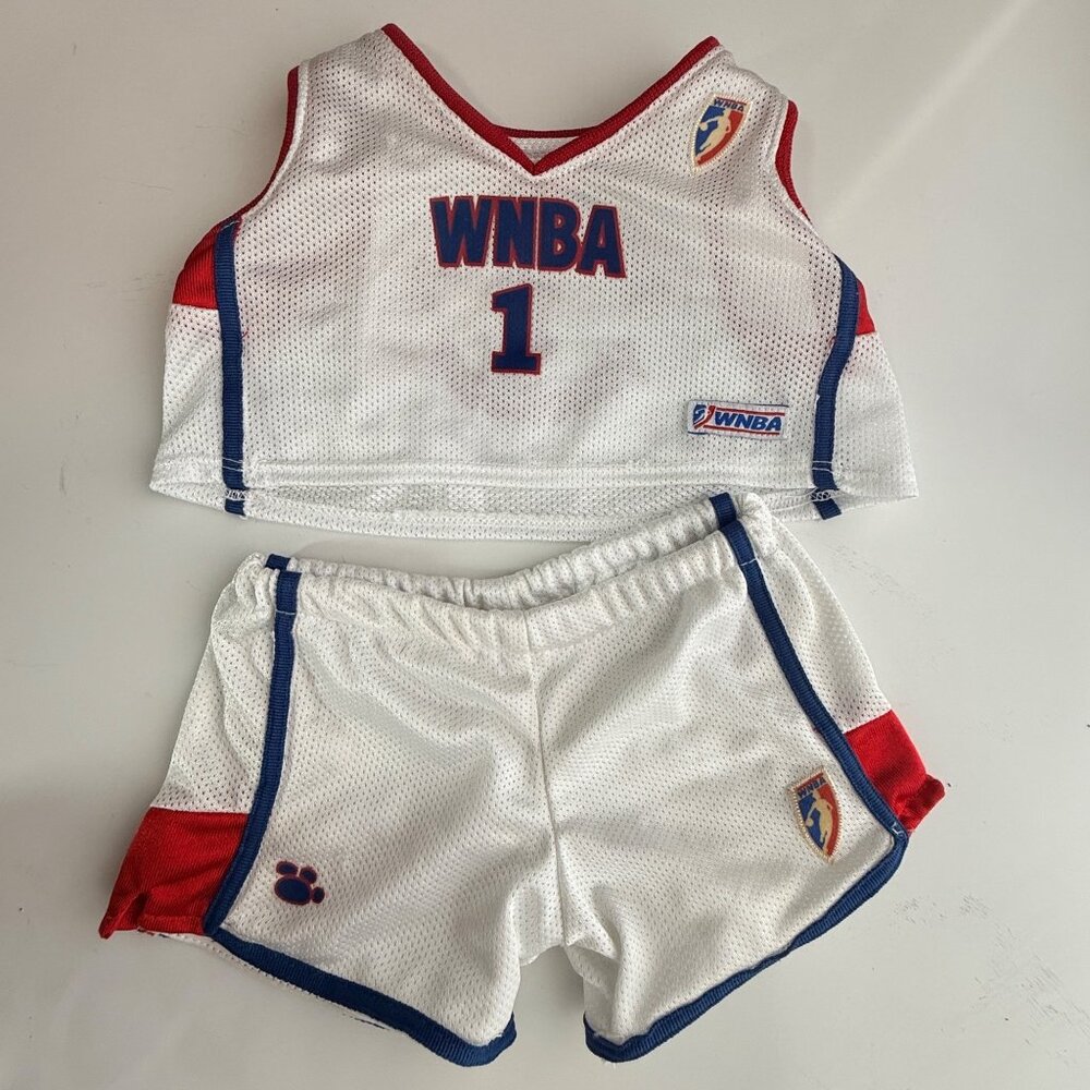 Build-A-Bear Y2K WNBA Outfit White Red Mesh Jersey Shorts Set For Plush Toys